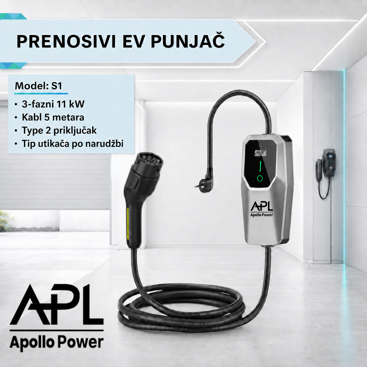 APL S1 prenosivi EV punjač 11kW